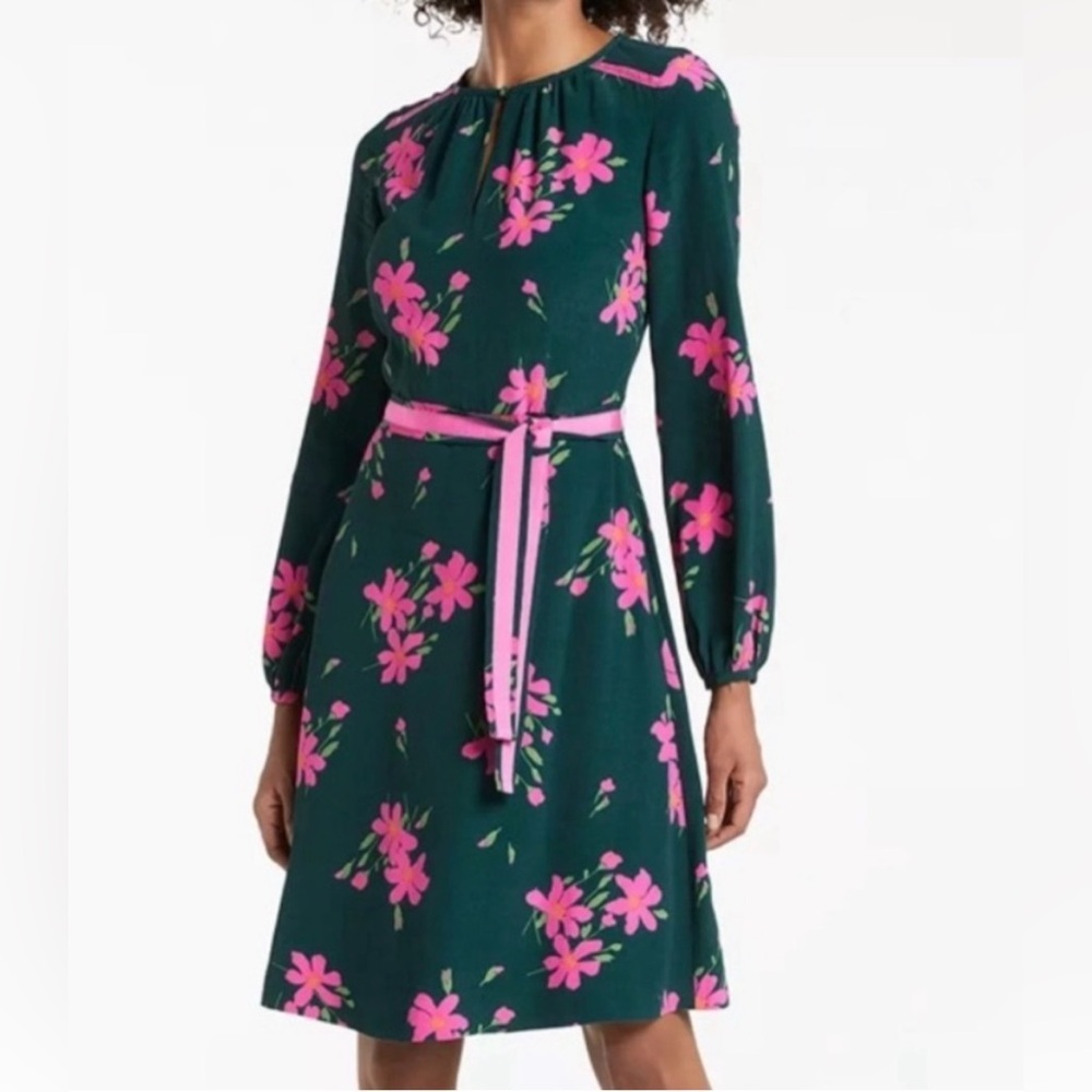 Women’s Boden Mara Belted Floral Print Long Sleeve Dress Size 6L